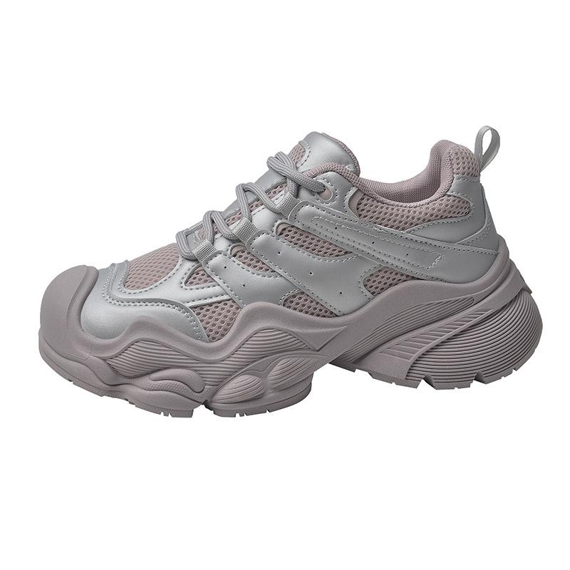 Показывающие маленькую ножку и увеличивающие рост, кроссовки на толстой подошве из сетки, женские, новый тренд кэжуал моды весна-осень 2024