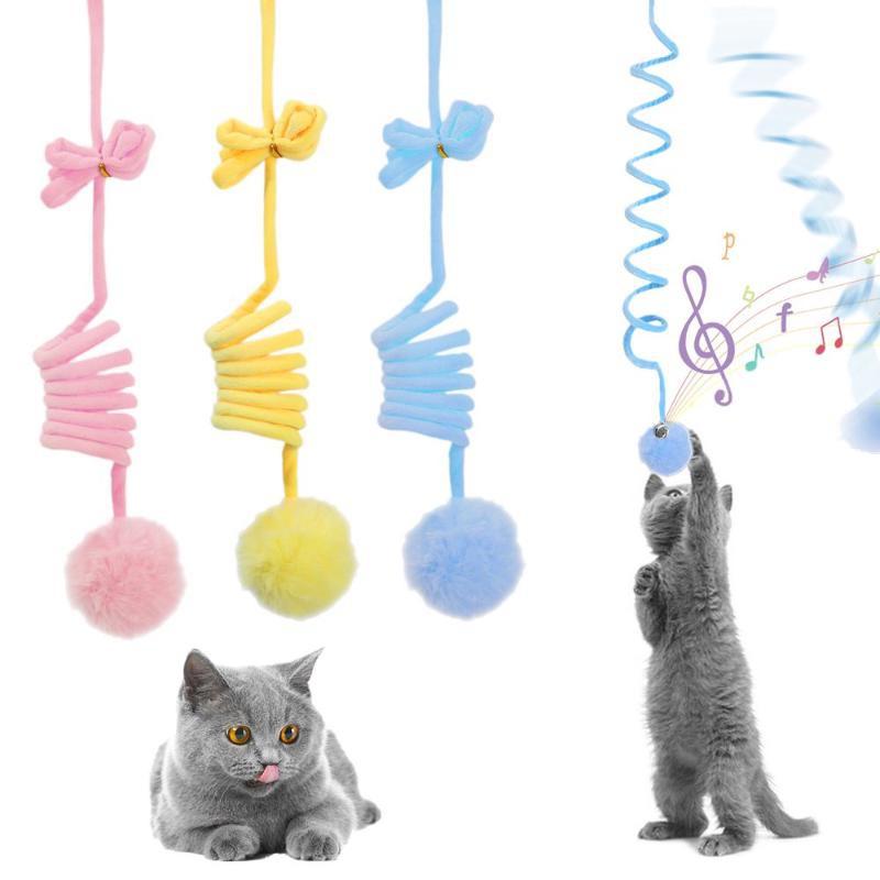 Забавный котенок, подвесная интерактивная игрушка, весенний шарик для домашних кошек, игрушка