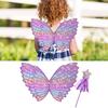 Butterfly Wing Props with Fairy Stick Realistic Patterns Colorful Fairy Wings Props Halloween Decoration