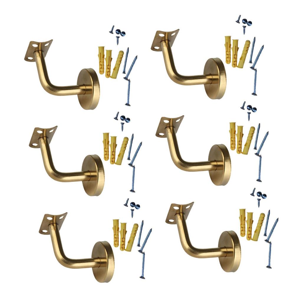 6x Banister Support Office Shopping Mall Home Improvement Guardrail Building with Screws Hardware Stairs Hand Rail Brackets