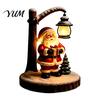 Bedside Lighting for Kids Room Christmas Santa Claus Reading Lantern, Snowman Elk LED Night Light with Warm Resin Desk Lamp Dormitory Glow,