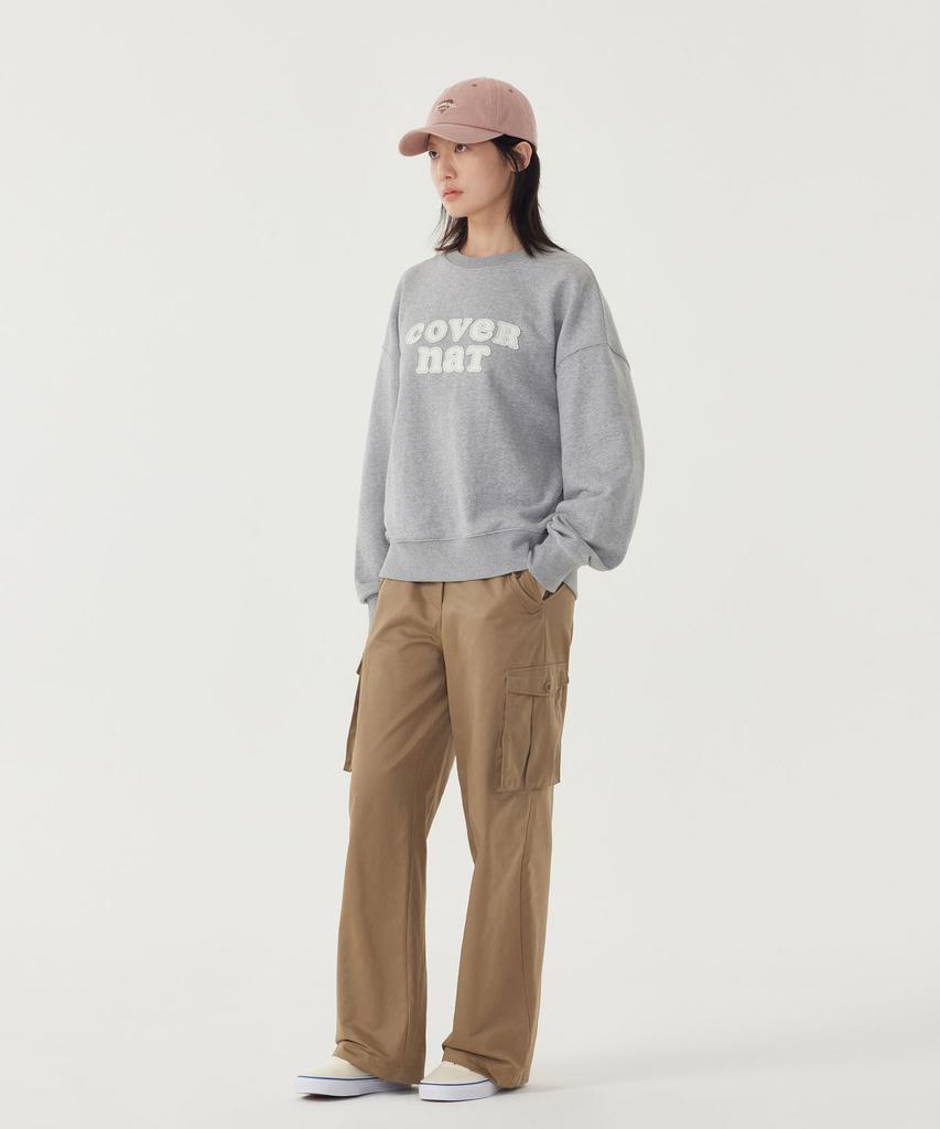 COVERNAT WOMAN Oversized Cooper Logo Sweatshirt Melange Gray