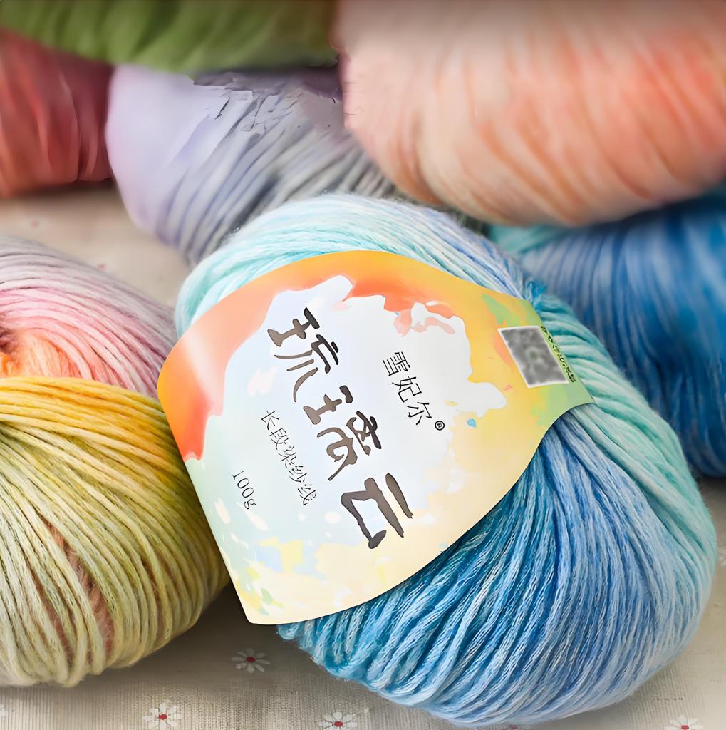 Handmade Gradient Color Glazed Cloud Dyed Acrylic Cotton Blend Knitting Yarn Eco-Friendly Recycled OE Technics Super Soft Sewing