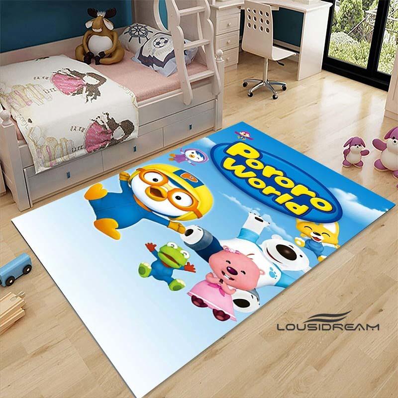 2026Cartoon P-Pororo-Park Pattern Carpets 15 Sizes Living Room Bedroom Bedside Floor Mat Area Rug Kid's Room Play Mat Home Decor