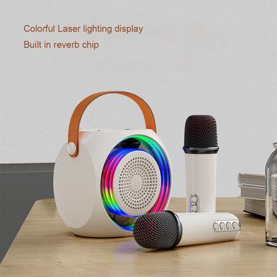 Мини-караоке-плеер KTV со светодиодной подсветкой RGB, портативный Bluetooth-динамик для караоке с беспроводным микрофоном для домашней вечеринки