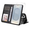 For Samsung Galaxy S25 Edge PU Leather Wallet Case ENKAY HAT PRINCE Phone Stand Cover with Tempered Glass
