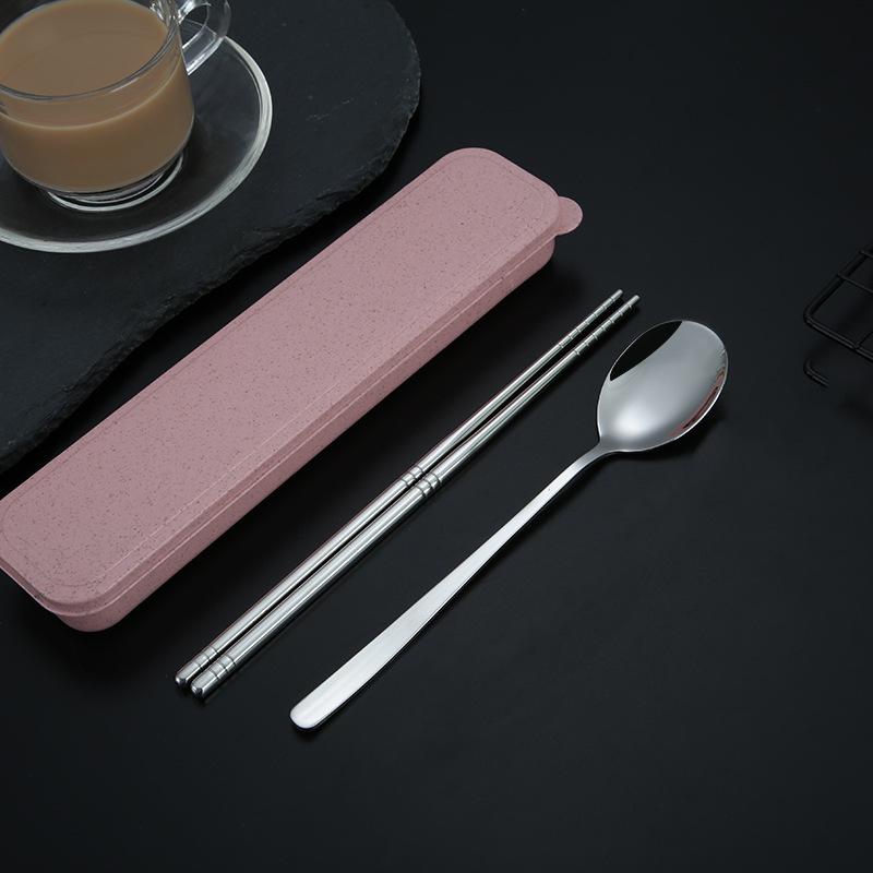 Набор столовых приборов из 2/3 предметов из нержавеющей стали 304, вилка, палочки для еды, ложка, портативный многоразовый набор столовых приборов с ящиком для хранения