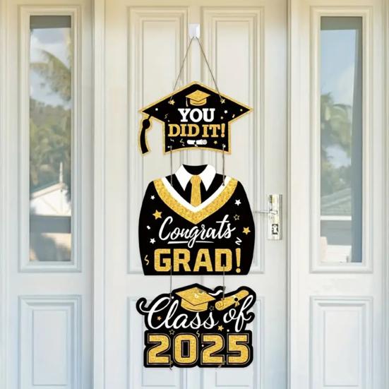 Выпускной 2025 года, подвесная табличка для входной двери Выпускной 2025 года Приветственная табличка для украшения крыльца выпускного
