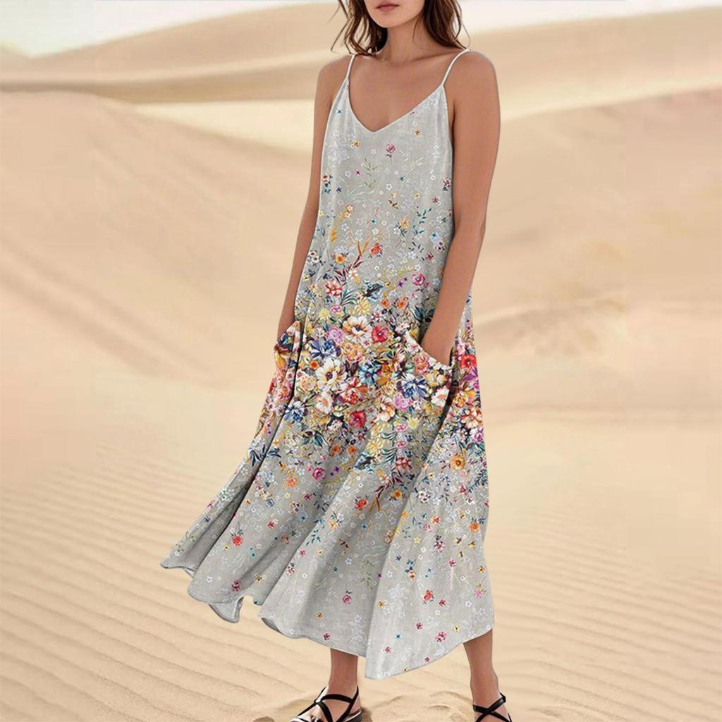 Женское летнее платье, повседневные свободные длинные пляжные платья для отдыха