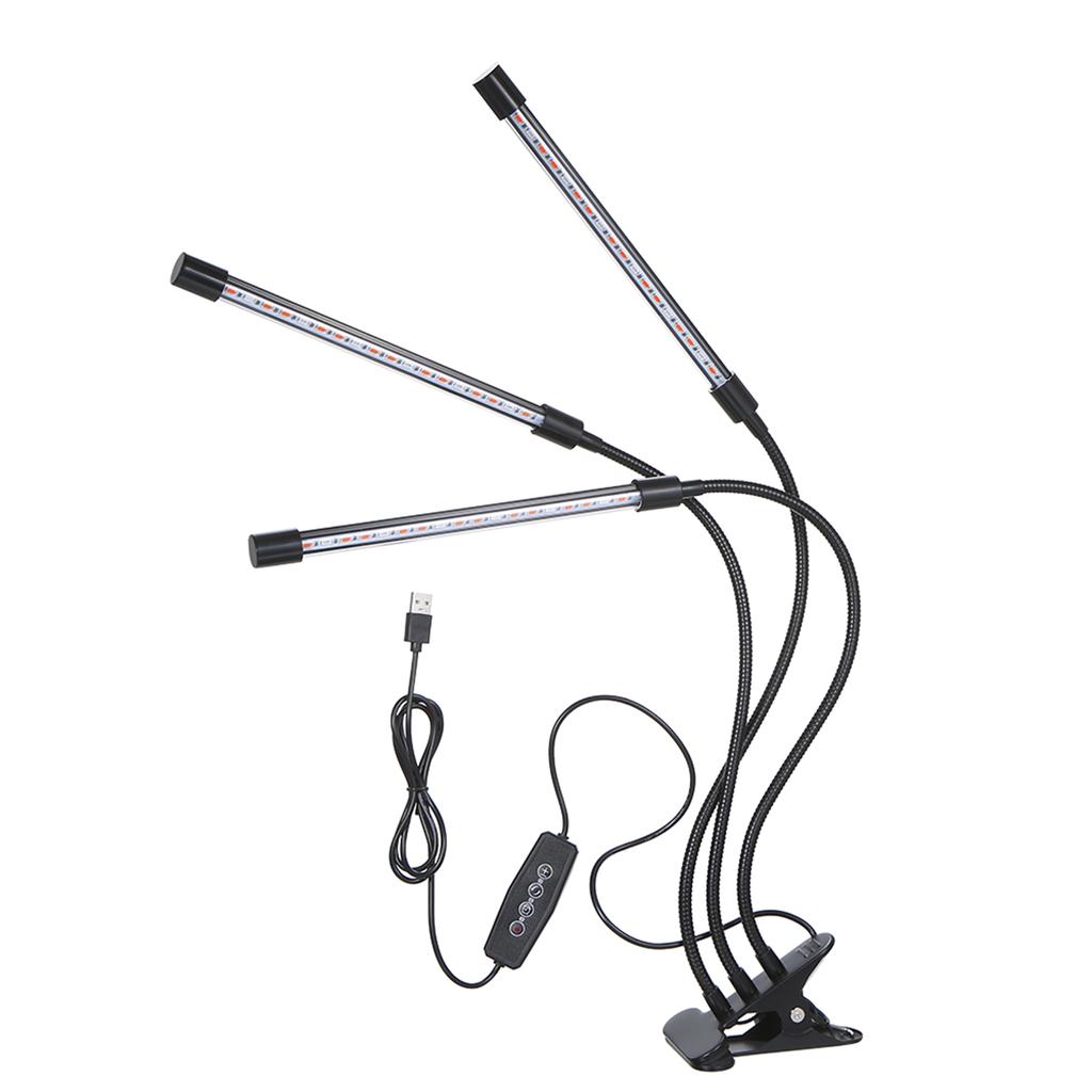 DC5V 27W 3-headed LED Plant Growing Light with Adjustable 360 Degrees  Goosenecks Red and Blue Light Bulbs