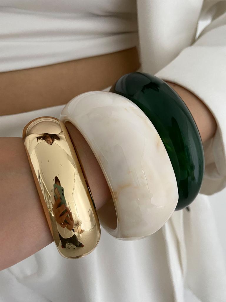 Ingemark 3 Styles Exaggerated Resin Acrylic Thick Wide Bangles for Women Vintage Irregular Spring Bracelets Steampunk Jewelry