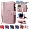 2 IN 1 Magnetic Leather Zipper Removable Flip Wallet Case For iPhone 15 14 Plus 13 12 11 Pro Max XS Max for Samsung S23 S22 S21 S20 Ultra Plus A14 A54