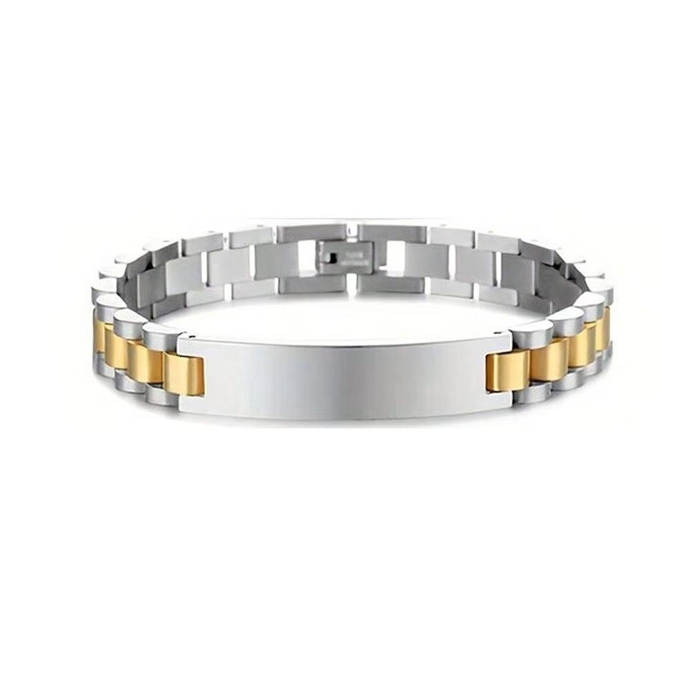 10MM -15MM Personalized Engraving Bracelet Stainless Steel Wrist Bangle for Men Outdoor
