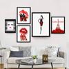 Fashion Canvas Wall Art Red Lips Picture Paris Tower Prints and Posters for Bedroom Girl Home Decoration No Frame