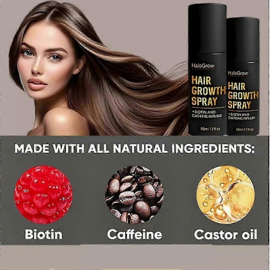 3pcs Halogrow Hair Growth Spray With Biotin Caffeine - Fast-acting Hair Regrowth Treatment For Thinning Hair In Men Women