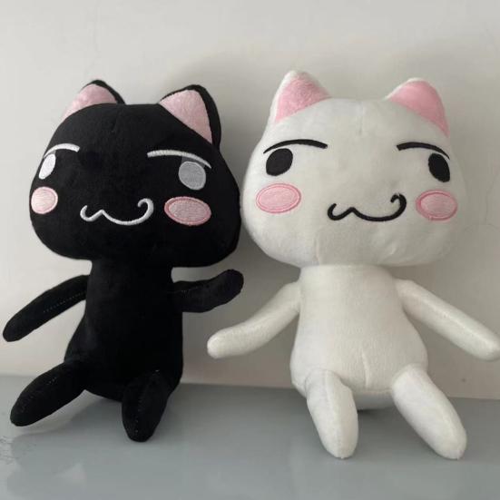 Cartoon Mascot Inouetoro Cat Plush Toy Cute White/Black Kitten Doll Plushies Ornament Soft Stuffed Animal Toy for Children Fans Birthday Gift