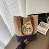 Large Capacity Canvas Bag Women's Summer New Casual Shoulder Shopping Bag Contrasting Color College Student Tote Bag