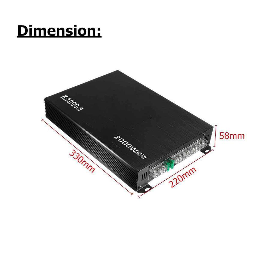 4-Channel Car O Amplifier 2000W High-Power Amp. 12 V Four-Way Stereo Power Amplifier Class AB