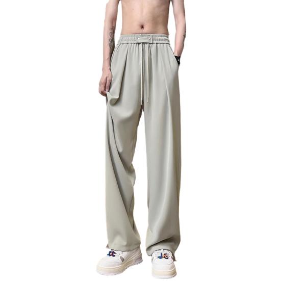 Мужские брюки на кулиске, повседневные брюки однотонного цвета, обычного стиля, длинные