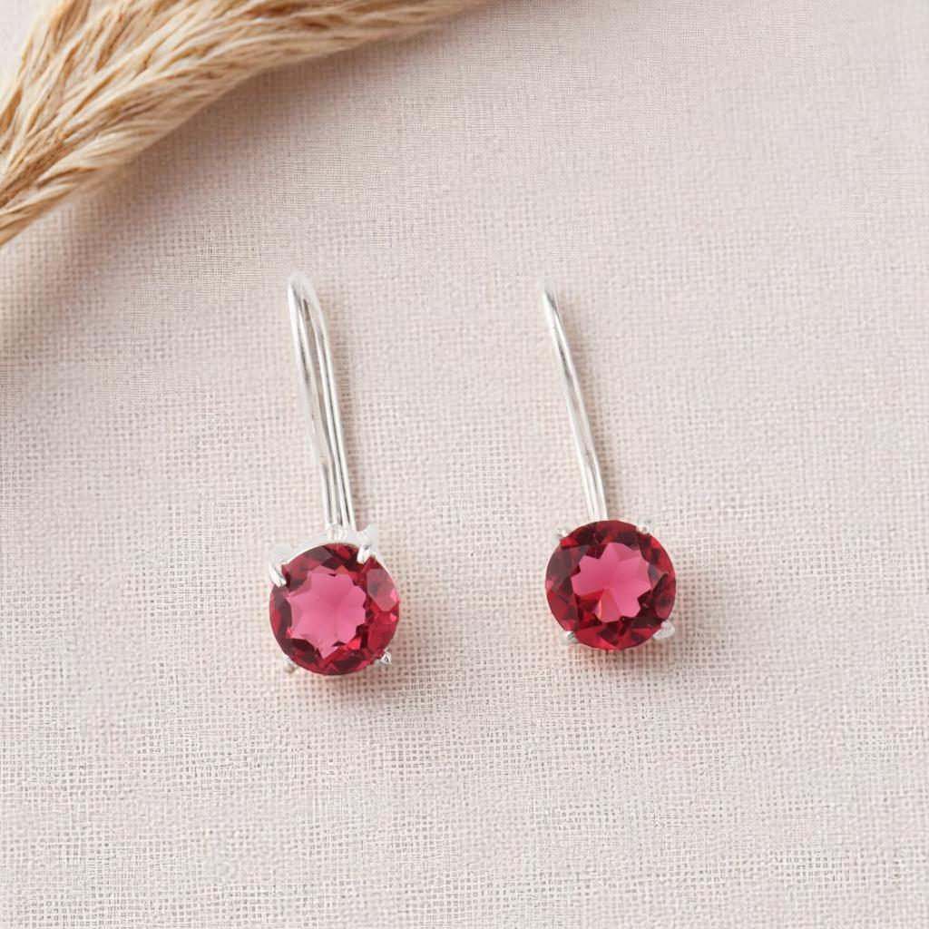 Розовый рубеллит драгоценный камень 925 стерлинговое серебро ювелирные изделия ручной работы серьги-крючки 0.92" EE-174-15