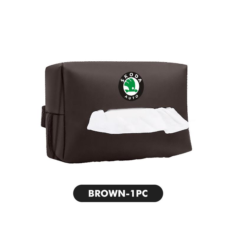 VIJT4 Car Tissue Box Cover Seat Back Hanging Type Tissue Storage Case For Skoda S Kodiaq Octavia 2 3 Yeti Karoq Rapid Fabia VII VRS