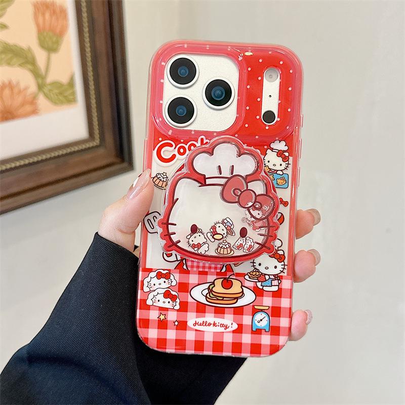 Красный Клетчатый Магнитный Чехол для iPhone с Котом-Шефом для Женщин - Совместим с iPhone 17, 16 Pro Max, 15, 14