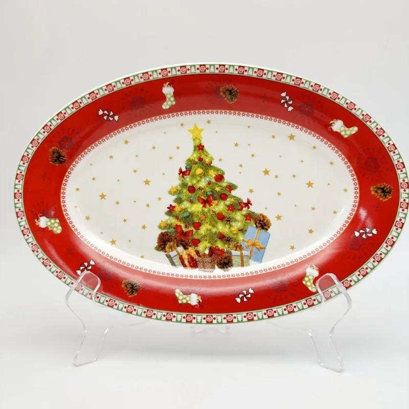 Американская керамическая обеденная тарелка креативная рождественская декоративная тарелка здоровая подглазурная цветная круглая плоская тарелка домашние десертные тарелки