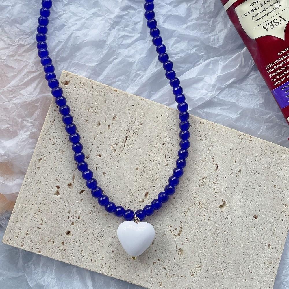 Кулон Сердце Любви Цепочка на Ключицу Смола Акрил Цепочка на Шею Тренд Бусы