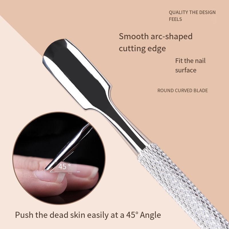 1PC Double-head Dual-purpose Stainless Steel Manicure Peeling Push Hand Repair and Nail Removal Phototherapy Care Large and Small Steel Nail Push Tool