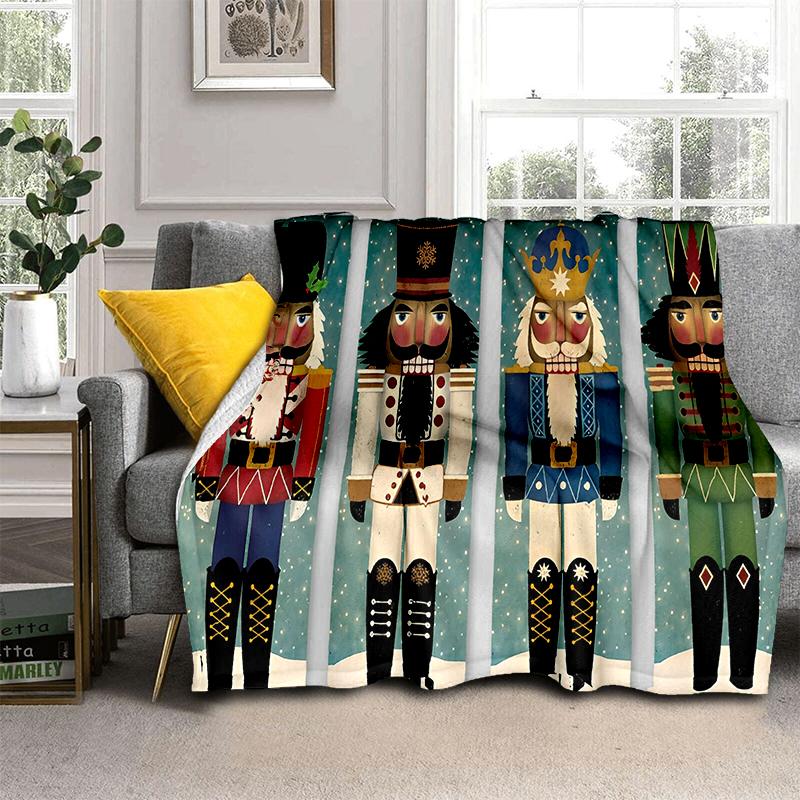 Cartoon Merry Christmas Gift The Nutcracker Doll Happy New Year Soft Flannel Blanket for Beds Bedroom Sofa Picnic,Throw Blanket