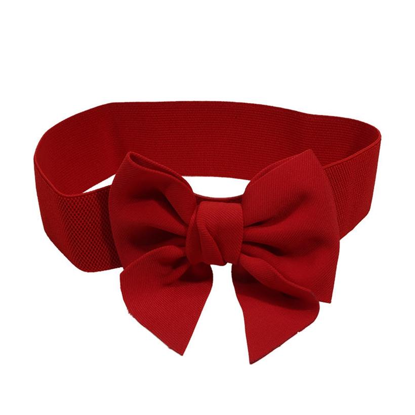 Vintage Bow Knot Elastic Waist Belt for Dress Women Elegant Stretchy Wide Waistband Cinch Belt