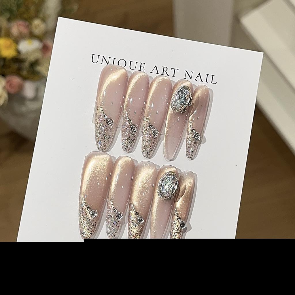 Island Necklace Atmosphere Pink Gold Side Light Cat Eyes Flash Fingertip Sequins A Thousand Gold Sense Wear Armor