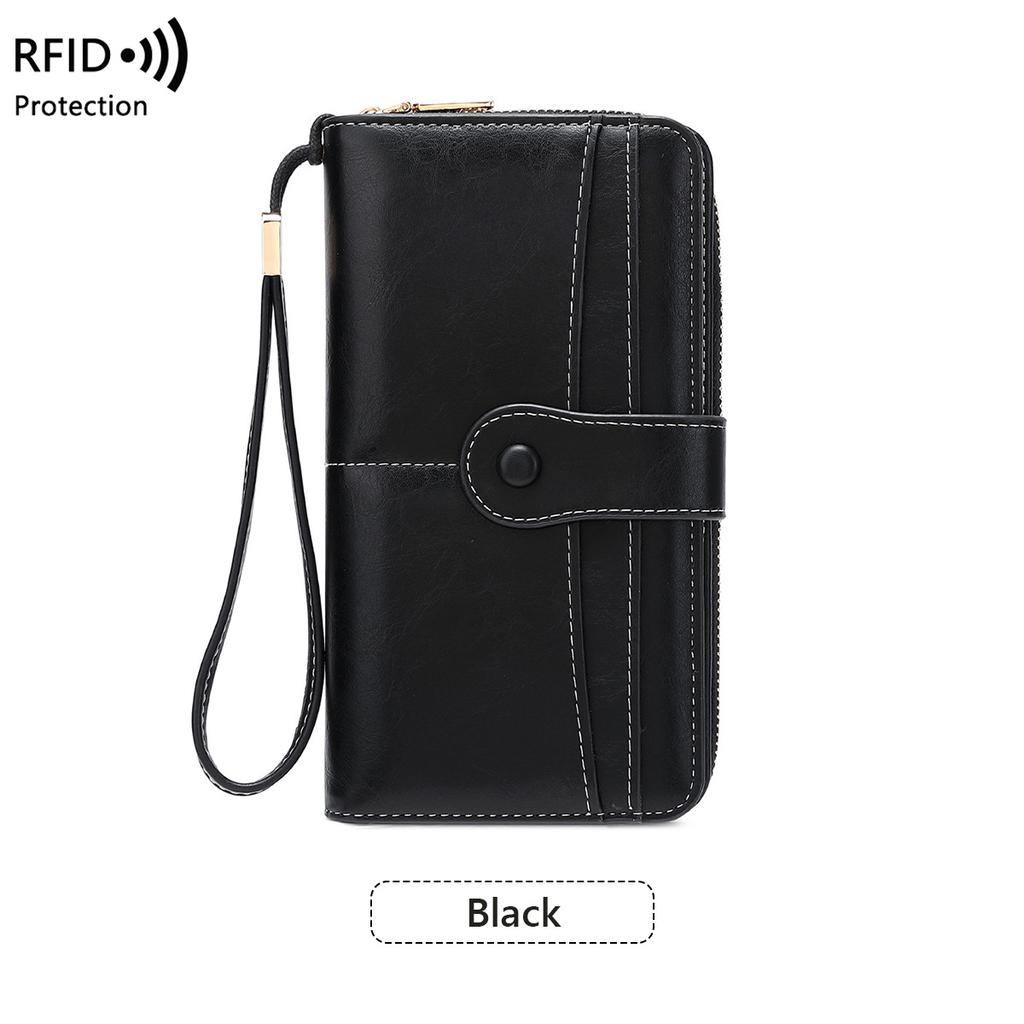 Women Wallets RFID Blocking Buckle Closure Minimalist Long Wallet - Clutch Purse Coin Pouch Card Holder