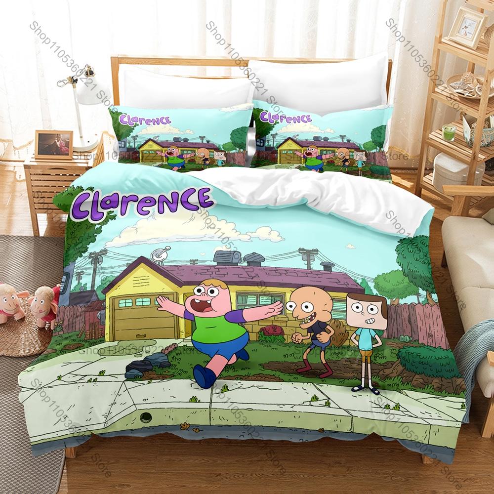 Sumo Clarence Jeff Retro Cartoon Typography Duvet Cover Set 3PCS Bedding With 2 Pillowcases Slice Of Life Text Art Home Decor