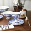 Синие тарелки для еды Аббатства Даунтон, Французский ретро чайный сервиз, Миски, Обеденные тарелки, Фруктовница, Блюдо для рыбы, Посуда, Столовая посуда