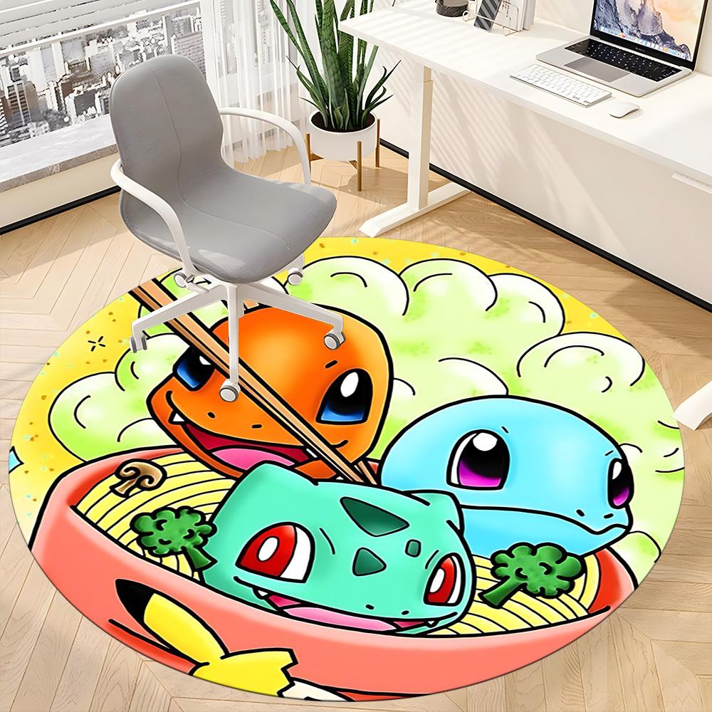 1 шт. Круглый ковер с персонажами Pokémon Friends для офиса, под офисные стулья, спальни, гостиной, домашний декор a1022238