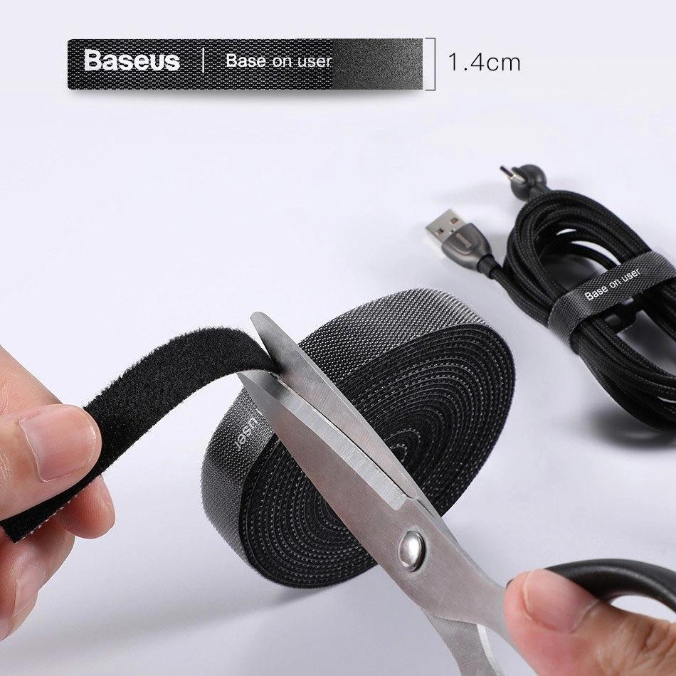 Baseus Rainbow Circle Hook And Loop Straps - Velcro Tape, Velcro Cable Organizer 3M Black (Acmgt-F01)
