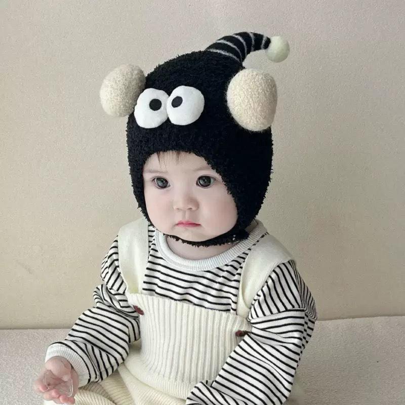 Autumn And Winter Baby Hats Super Cute Funny Wool Earmuffs Boys And Girls Baby Warm Plush Hats