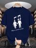 Unisex Cotton Tee Music Couple Note Letter Graphic Print Loose Breathable Summer Crew Neck Casual Street T Shirt Unisex Daily Wear