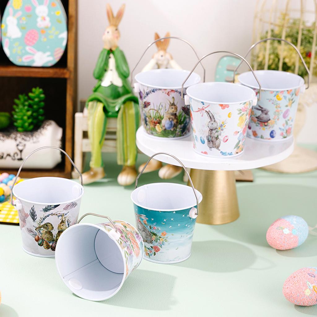 Кованая Железная Коробка для Хранения Пасхальное Яйцо Заяц, Ведро для Хранения Конфет и Подарков, Жестяная Коробка для Хранения