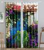2 Panels Flower Path Printed Curtain Rod Pocket Semi Blackout Window Treatment For Bedroom Office Kitchen Living Room Study Home
