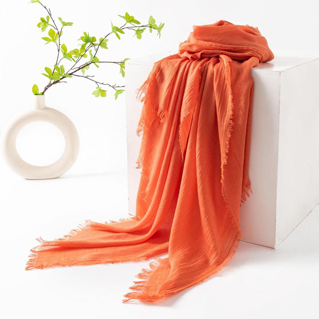Spring and summer sunscreen scarf imitation cotton and linen solid color simple shawl women's high-end silk scarf yarn headscarf women's cross-border