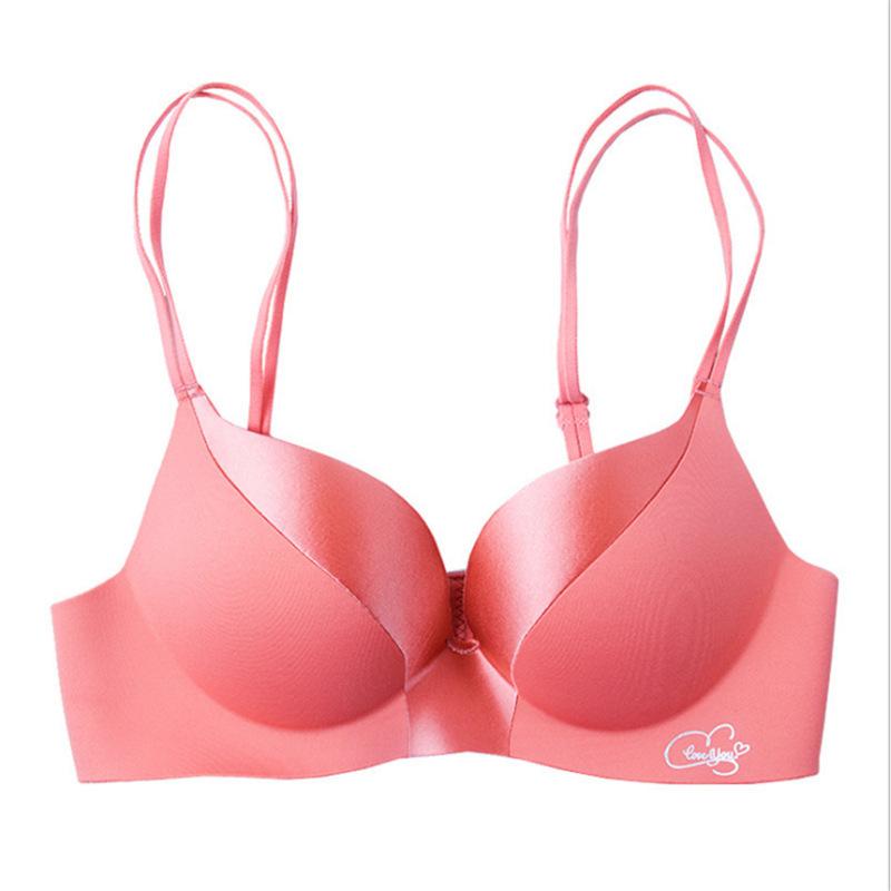 Цельный бесшовный бюстгальтер женский, регулируемое нижнее белье, женское сексуальное без стального кольца, тонкий пуш-ап под толстой чашкой