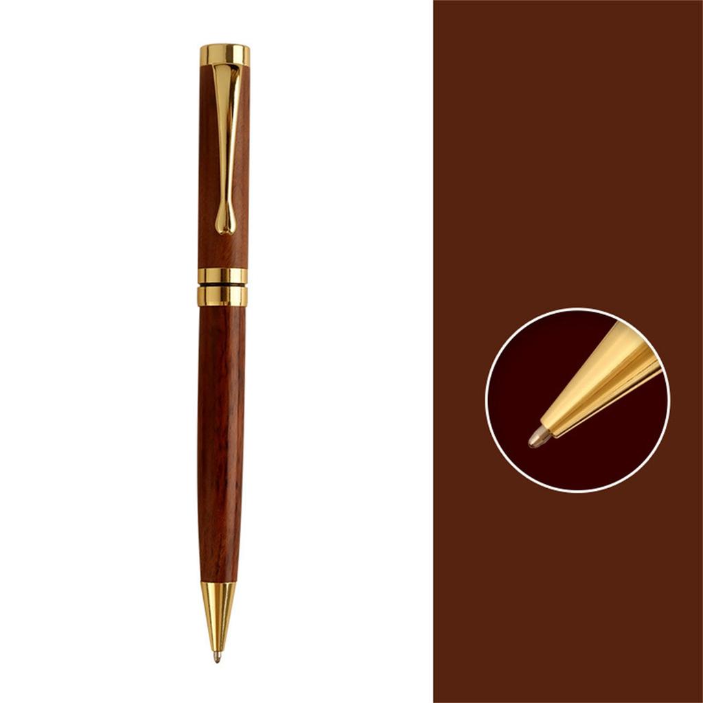 Metal Ballpoint Pen Wood Signing Pen Office Signature Pen Business Gift Pen Twist Open/Close for Office Hotel Reception
