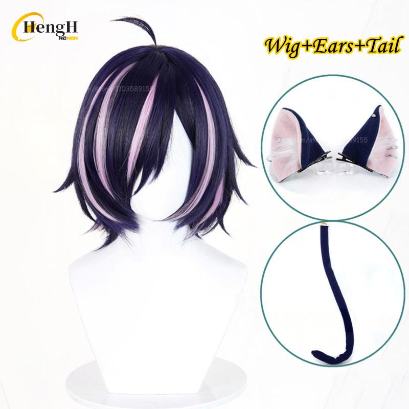 Аниме Yurufuwa Hame Neko Короткий 35 см Разноцветный Парик для Косплея Аниме Термостойкий Синтетический Парик Хэллоуин + Шапочка для Парика