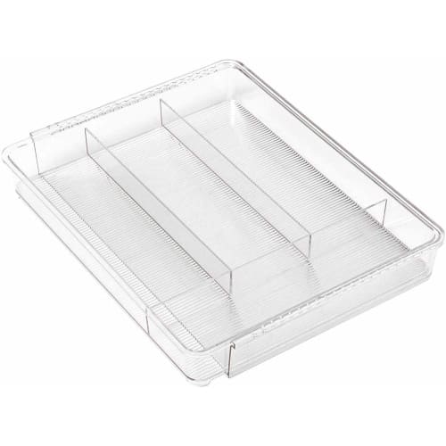SANNO Sliding Cutlery Tray for Drawers, Expandable Dish Storage Tray, Kitchen Storage, Drawer Storage, Cutlery Storage Case, Small Item Storage, Trans