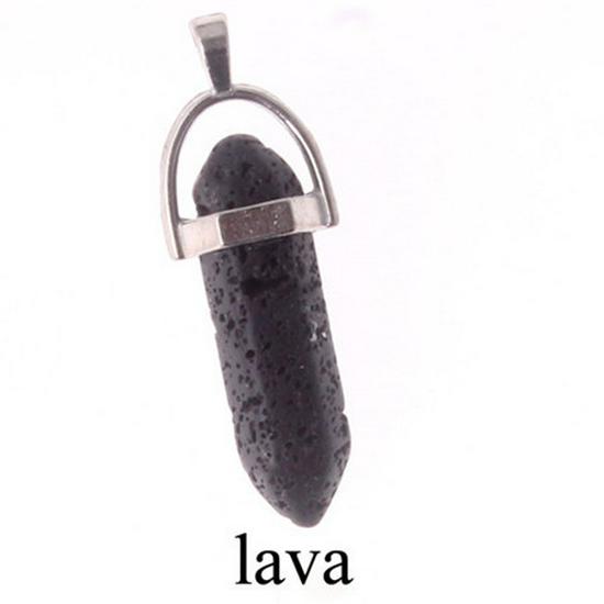 Hexagonal Agate Bullet Quartz Crystal Pendant Necklace