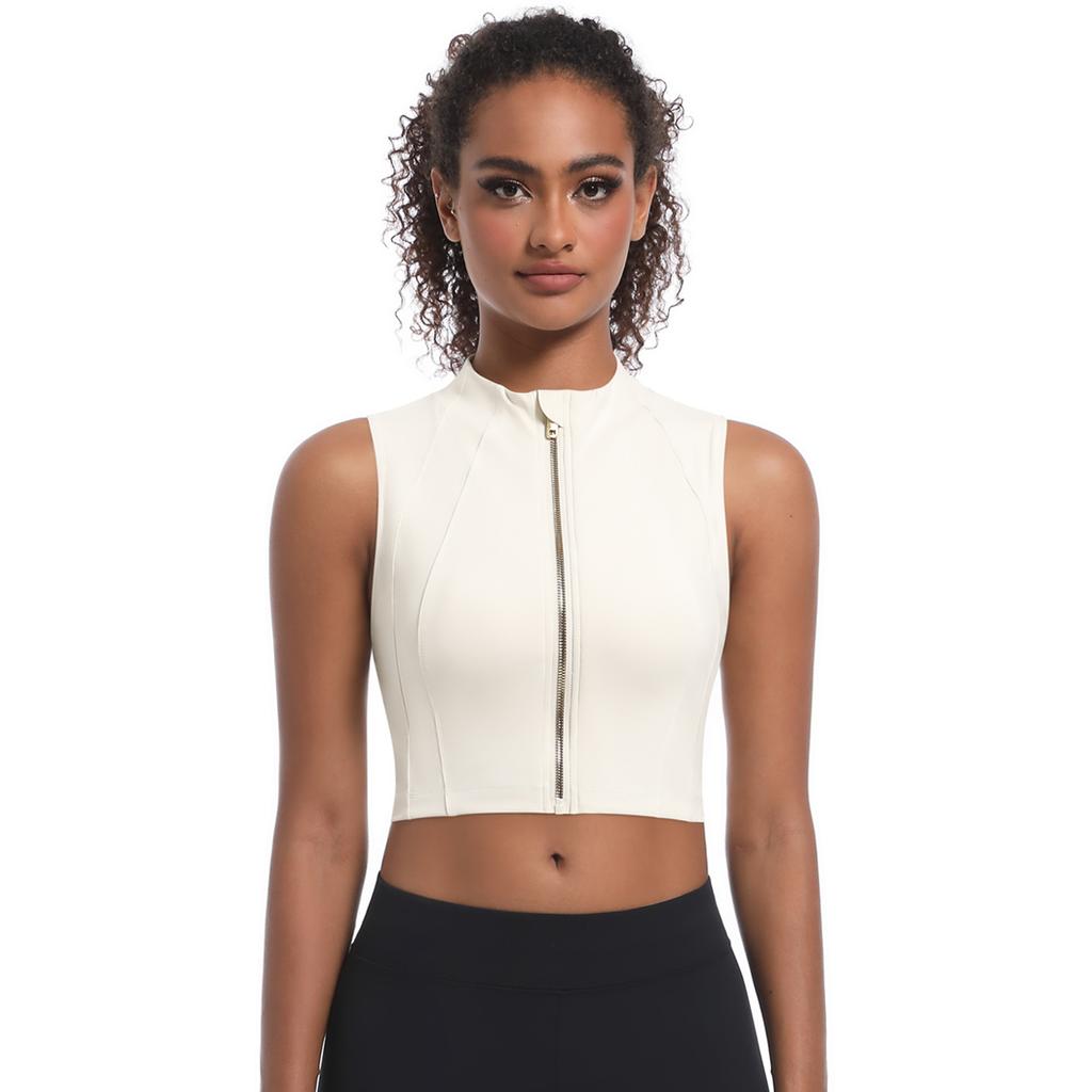 Nessaj Безрукавный спортивный жилет для йоги на молнии, женский фитнес-бюстгальтер, однотонный топ для бега и тренировок