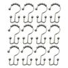 12PCS Shower Curtain Hooks Rustproof Metal Iron Double Sided Bath Curtain Hook Rings for Bathroom