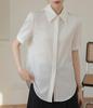 Shirt Blouse Short Sleeve Silky Dress Shirt Summer Loose Fit Large Size No Iron Washable Neat Plain Simple Body Cover Slimming Office Casual Fashion